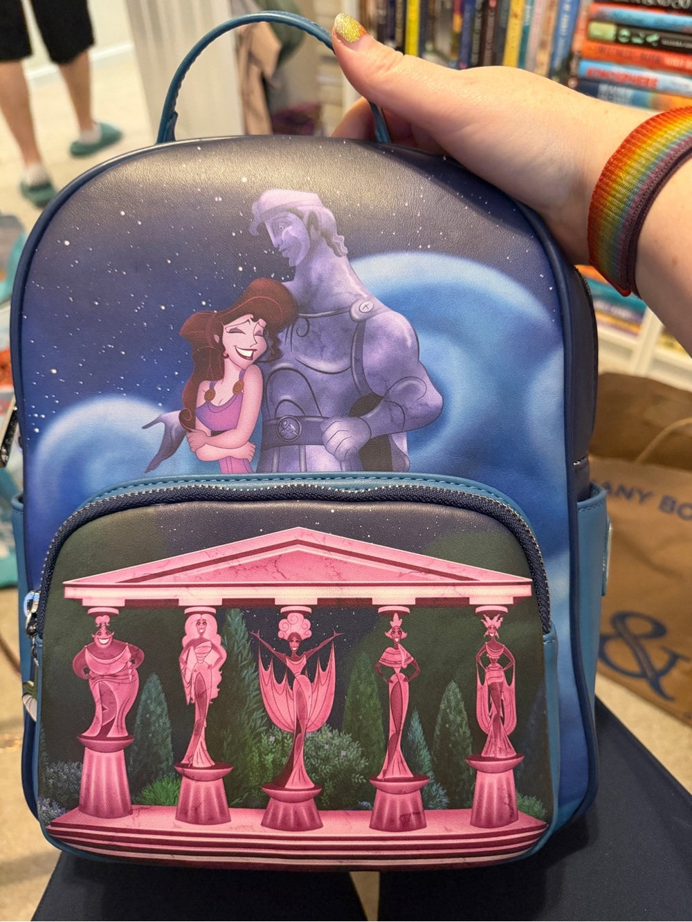 Loungefly Blue and Pink Hercules Mini Backpack - Picture 5 of 9
